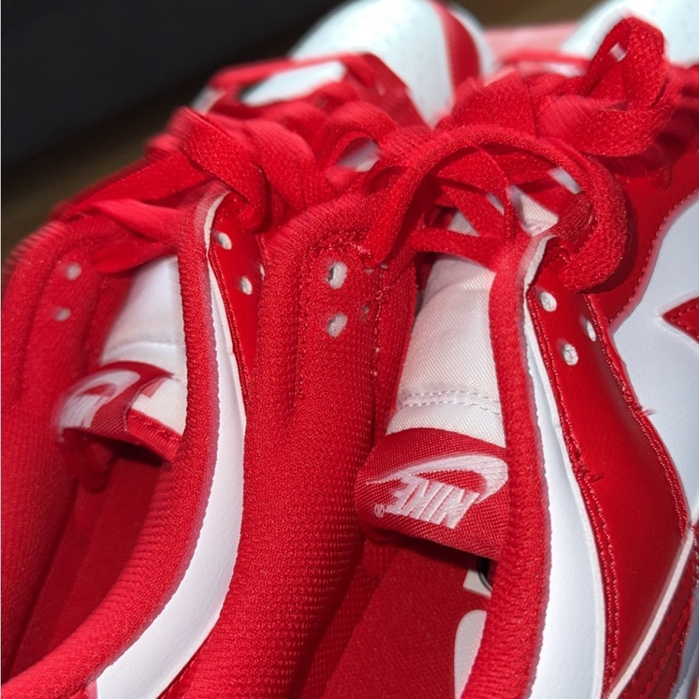 Nike Red and White Lowtop Dunks